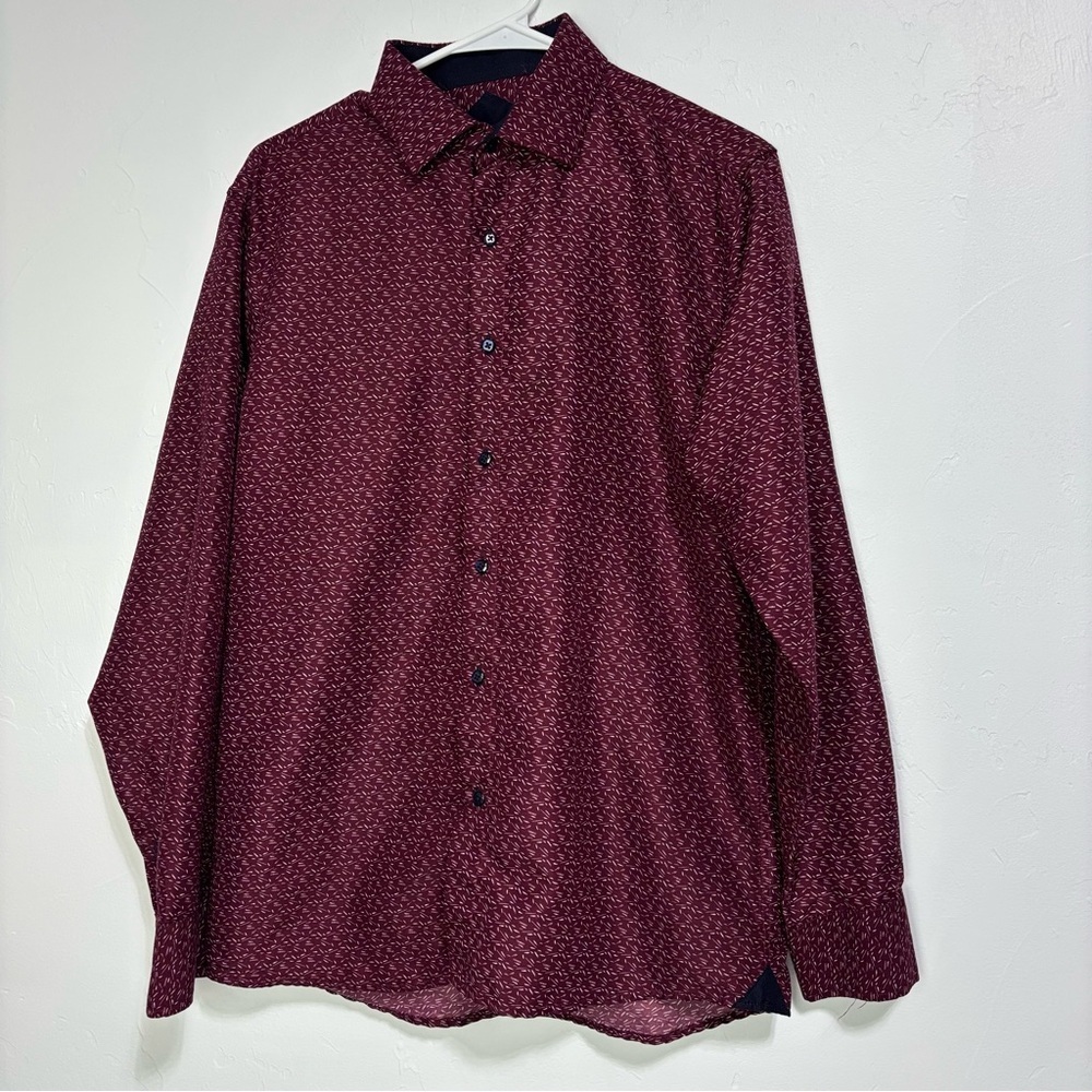 Silver Stone Modern Fit Men's Large Button Front Down Dress Shirt Long Sleeve